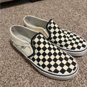 Vans Black and White Checkerboard Slip-Ons